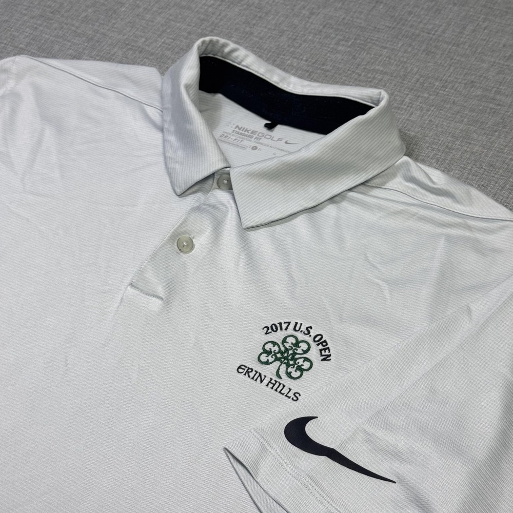 Nike Erin Hills 2017 U.S. Open Golf Polo Shirt Mens L Gray Dri-FIT Performance